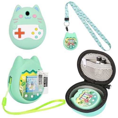 Meetikar Custodia in silicone e custodia rigida compatibile con Tamagotchi Pix giocattolo virtuale per animali domestici, custodia protettiva per Tamagotchi Pix con cinturino da polso, protezione