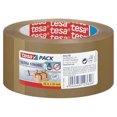 tesapack Ultra Forte - Nastro Adesivo d'Imballaggio in PVC Solido e Sicuro - Marrone - 66 m x 50 mm