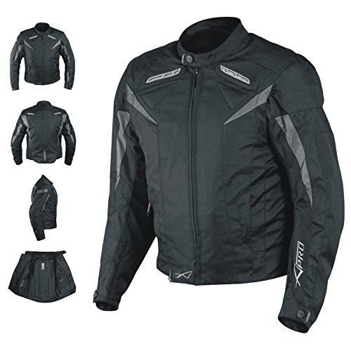 A-pro Moto CE Protezioni Textile Giacca Manica Smontabile Gilet Termico Nero XXL
