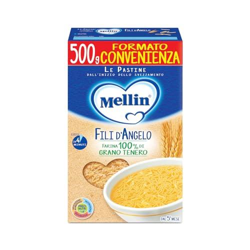 Mellin - Fili d'Angelo - Pastina a base di Farina di Grano Tenero con Calcio e Vitamine, per Bambini dal 5° Mese Compiuto - Confezione da 500gr