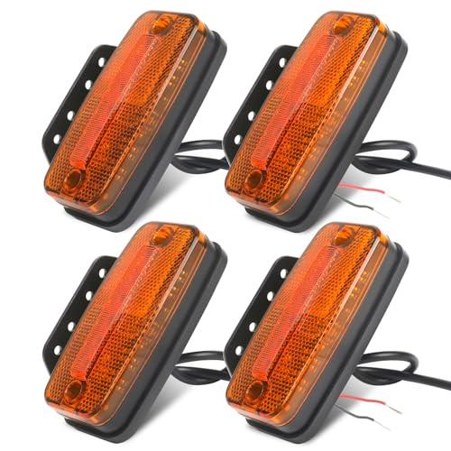 Yuanjoy 4 luci di Posizione Laterali a LED Arancioni, 12 V/24 V, Attacco IP65, Impermeabile, con Certificazione ECE R10, per rimorchi, furgoni, roulotte e Camion