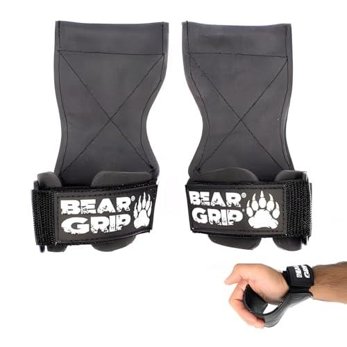 BEAR GRIP Cinghie/ganci con presa multipla, guanti da palestra resistenti e di alta qualità per sollevamento pesi, stacchi da terra e powerlifting per uomini e donne (Gomma Piccola)