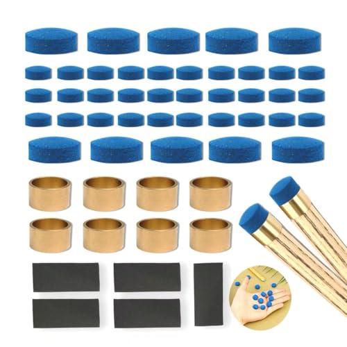 Sostituzione per Stecca da Biliardo Set - 9-12mm punte per stecca da biliardo & Cappucci in Ottone da Biliardo, Carta Abrasiva 240 - Kit Accessori Manutenzione per Stecche da Snooker, Pool e Biliardo