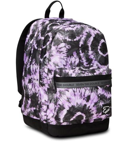 Seven Zaino Doppio Scomparto - Pro XXL - Seven The Double - Con Tasca Porta PC Portatile, Tasca Porta Borraccia, Auricolari Wireless - Viola - Scuola & Tempo Libero