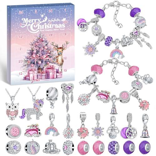 Hymarvo Calendario Avvento 2024 Bambina Gioielli, Calendario Avvento Bracciale Bambini Kinder Fai da Te, Calendario Dell Avvento Braccialetti Collane Regalo Natale Ragazza 5 6 7 8 9 10 11 12 13 Anni