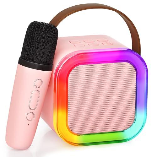 Ankuka Karaoke con Microfono Karaoke per Bambini Mini Cassa Bluetooth Portatile con LED Luci e Cambia Voce, Giochi Bambini Regalo bambina 3,4,5,6,7,8,9,10 anni