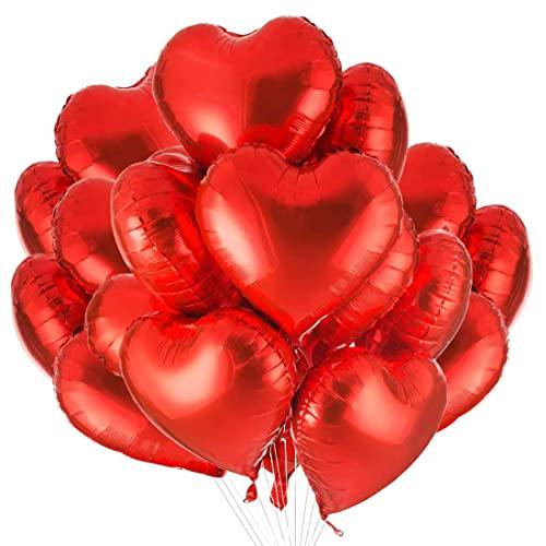 Palloncini Foil,30 pcs Palloncini Cuore Rosso 18 Pollici,Palloncini Cuore Stagnola,Palloncini Compleanno,Decorazioni per Matrimoni,San Valentino(rosso)