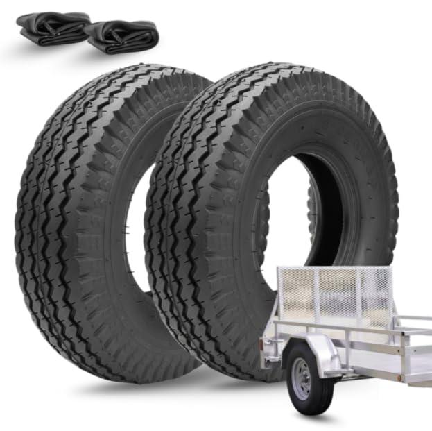2 Pneumatici 4.80/4.00-8 + Camere D'Aria Rinforzati 4PR Gomme Copertoni per Ruote Carrello Rimorchio da Barca