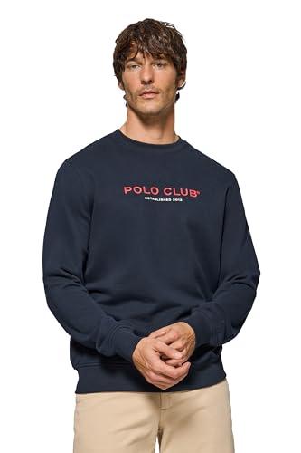 Polo Club Felpa Uomo Basica 100% Cotone Senza Cappuccio - Sweatshirt Men, Blu navy, M
