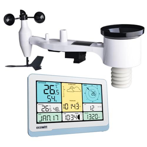 ECOWITT Stazione meteo con sensore esterno WS3820, 7 in 1 energia solare Wifi casa meteo sensore esterno WS69, 7,5 giardino Senza fili Display LCD a colori per interni