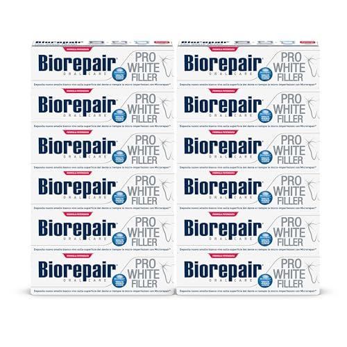 Biorepair, Dentifricio Pro White, Dentifricio Sbiancante con Tecnologia del Polimero Sbiancente PVP, Ripara lo Smalto e la Dentina per Denti Bianchi e Brillanti, Senza, 75 ml