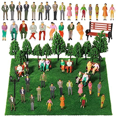 EeleaN Mini Modellino Ferroviario Figure 60 Pezzi Figure In Miniatura Figure Dipinte Scala 1:85 Figure di Persone in Plastico Modello di Persone Non Verniciata in Scala for miniature scenes New