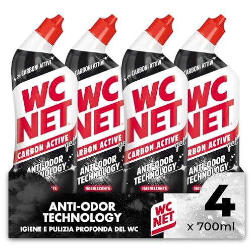 Wc Net – Carbon Active Anti-Odor, Detergente Liquido per WC con Carboni Attivi, Contrasta i Cattivi Odori del WC, 700ml x 4 Confezioni