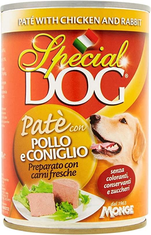 MONGE SPECIAL DOG PATE' 12 PEZZI DA 400 GR CARNE POLLO/CONIGLIO CANI ADULTI