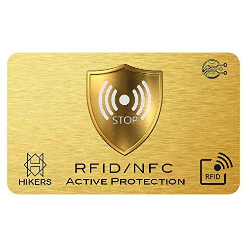 HIKERS Unisex-Adulti blocco RFID/NFC Protezione per carta di credito contactless, Oro, bancaria, passaporto, bancomat (1)