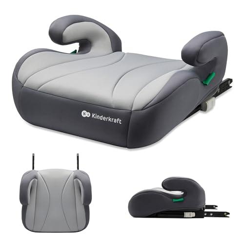 Kinderkraft I-BOOST Rialzo per sedile auto I-Size 135-150 cm, Seggiolino auto, installato con ISOFIX, Comodi braccioli, Facile da usare, Grigio