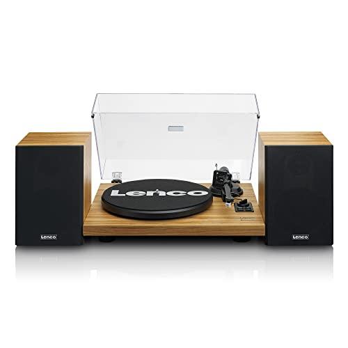 Lenco Giradischi Vinile Stereo con Altoparlanti - Bluetooth - LS-500OK con Trasmissione a Cinghia - Vassoio in Metallo da 280 mm - Preamplificatore - Cartuccia Audio Technica - Legno