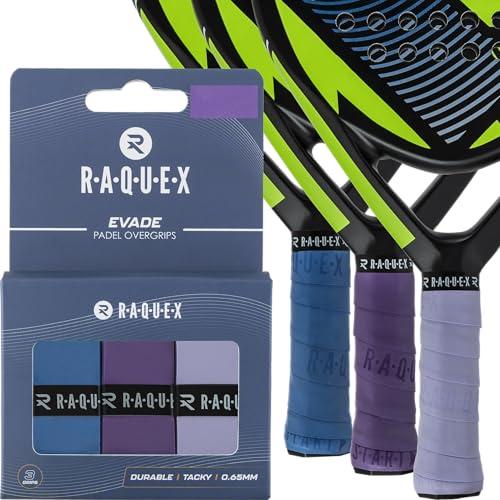 Nastro overgrip per racchette da padel Raquex Evade - Blu, Viola, Viola Chiaro- 3 nastri overgrip, spessore 0,65mm, assorbente, leggermente appiccicoso, antiscivolo per racchette da padel o pickleball