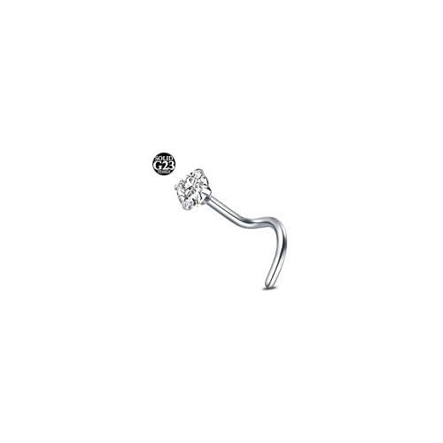 AceFun Piercing Naso titanio argento 20G tirare sughero acciaio G23 nostril piercing pin vite 1 pezzo corpo gioielli 3mm diamante