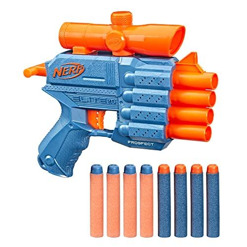 Hasbro Nerf Elite 2.0 Prospect QS-4 Blaster, 8 freccette ufficiali Nerf Elite, sabbiatura a 4 freccette, mirino non rimovibile (F4190)