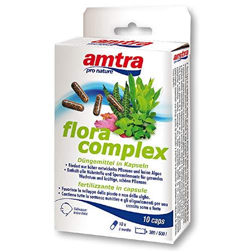 Amtra Flora Complex - Fertilizzante per piante da acquario in capsule, Rilascio lento in acquario, Azione nutritiva e Crescita sensazionale, 10 capsule