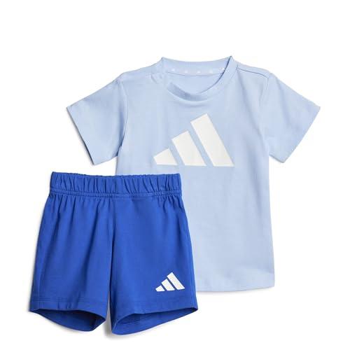 adidas Unisex - Bimbi 0-24 Essentials Big Logo Set Track Suit, glow blue/white, 18-24 Months