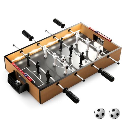 COSTWAY Calcio Balilla, Calcetto da Tavolo con LED Maniglia Antiscivolo 2 Palloni, Biliardino per Feste, Bar, Sala Giochi, 51x30,5x8 cm