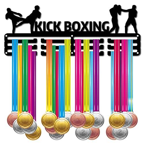 CREATCABIN Kick Boxing Porta Medaglie Strike Sport Medaglie Display Appendiabiti Parete Decorazione in Acciaio Inossidabile Premio Appendere per Casa Badge Storage Soccer Oltre 60 medaglie 40x15cm