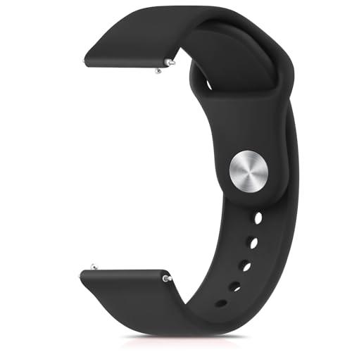 Wanme Cinturino a Sgancio Rapido 22mm, Cinturini in Silicone e Confortevole Traspirante con Fibbia Regolabile in Acciaio Inox per Smartwatch e Orologi (Nero)