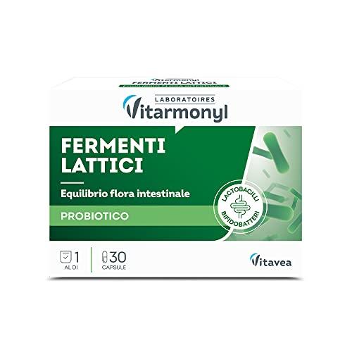 Fermenti Lattici Probiotici Vitarmonyl – 5 Ceppi Batterici 7 miliardi di UFC – Equilibrio della Flora Intestinale – Pancia Piatta – 30 Capsule – 1 Mese di Trattamento