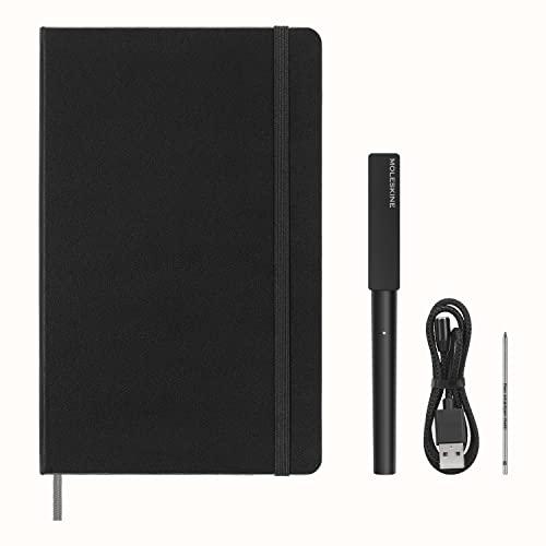 Moleskine SWSPEN3, Smart Writing Set, Smart Notebook con Smart Pen Inclusa, Taccuino Moleskine Smart, Taccuino Digitale con Pagine a Righe, Large, 13 x 21 cm, Nero