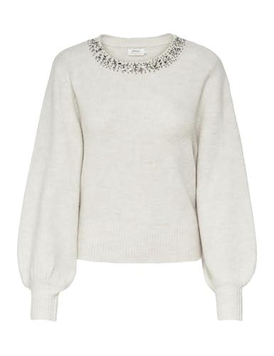 ONLY Onlelsa L/S Knt Maglione da Donna, Pumice Stone/Dettagli: Bianco mélange, M