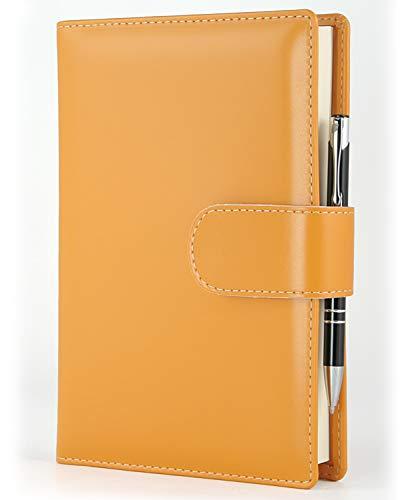 PROGRESSIO Agenda giornaliera 2026 in similpelle CLASSIC 12 mesi a righe A5 (15 x 21cm) - Handmade in Italy (Giallo)