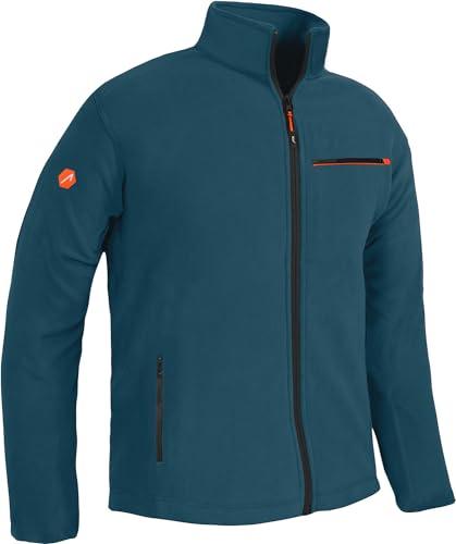 ACE Giacca in pile - giacca calda da uomo per l'outdoor - giacca da uomo senza cappuccio - zip e tre tasche - Blu - L