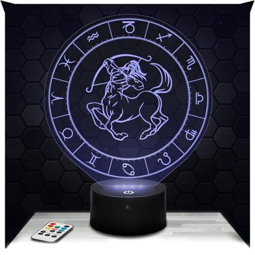 Lampephoto.fr - Lampada 3D Segno Zodiacale - SagittariO. Luce Notturna Tattile Segno Zodiacale - SagittariO. Illusione 3D Led, Idea Regalo di Natale per Ragazzi e Ragazze Lampada da Comodino, Gadget
