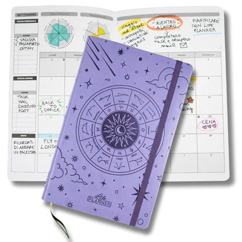 Life Planner, Agenda Motivazionale Made in Italy, Agenda 12 Mesi, da Gennaio a Dicembre 2026, Planner Settimanale e Mensile, Spazi Dedicati a Pensieri e Riflessioni (Constellation, Piccola)