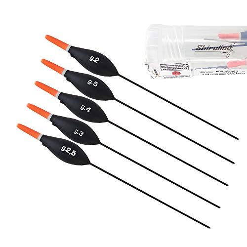 Sbirulino Set 5 galleggianti per la Pesca alla Trota. Trota Lago. Contenitore portagalleggiante Incluso nel Kit (2-2,5-3-4-5 gr)