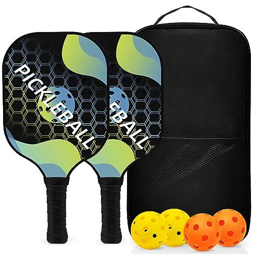 Topfinder Pickleball Set, Racchetta da Pickleball Paddles Set di 2 con 4 Palline, 1 Borsa Portatile