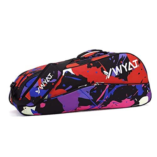Unistrengh Borsa per racchette da badminton Borsa impermeabile per racchette da tennis Borse a tracolla singole da 3 a 6 racchette Tote Pack (Rosso graffiti)
