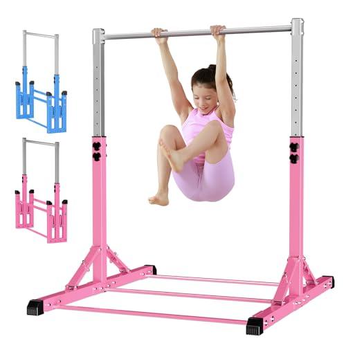 RokePro Barra da ginnastica pieghevole, per bambini, per allenamento a casa, regolabile in altezza, struttura in acciaio stabile, antiscivolo, facile da montare