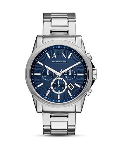Armani Exchange Orologio da uomo con cronografo al quarzo, cassa in acciaio inossidabile da 45 mm e bracciale in acciaio inossidabile, AX2509