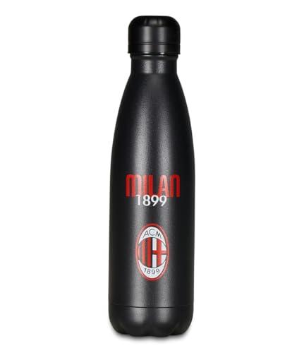Seven Borraccia A.C. MILAN Calcio, Nero Rosso, Borraccia Termica in Acciaio Inox Interno Esterno, Mantenimento Temperatura fino a 24h, Borraccia Scuola Bambino - Bottle Termica