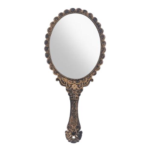 ZYOMVUN Specchio Portatile Vintage a Mano, Specchio con Manico, Specchio Portatile Professionale, con comoda maniglia, per parrucchiere, barbiere, salone di bellezza e dentista, 11,5 x 25 cm