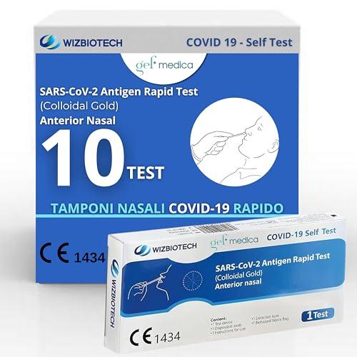 gef + medica - 10 Tamponi Rapidi Nasali - Test per Nuove Varianti 2025 - Sensibilità 100% a carica virale alta, Certificati per Uso Domestico