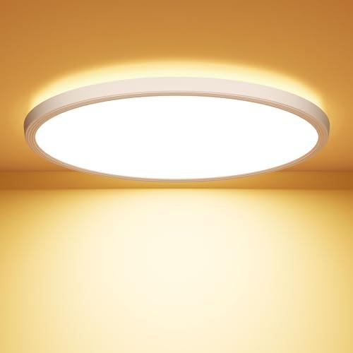 OUILA Plafoniera LED Soffitto 18W, Ø22CM Lampada da Soffitto LED 3000K 1600LM Impermeabile Alta Luminosità Plafoniere Bagno Plafoniere da Ufficio Luce Soffitto per Camera da Letto, Cucina, Balcon
