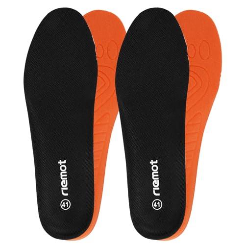 riemot Solette Scarpe Uomo Donna,Solette Sportive per Assorbimento Degli Urti e Ammortizzazione,Solette Memory Foam Supporto Arco Suole Scarpe,Inserti per Scarpe Traspirante di Ricambio,Nero,43 EU