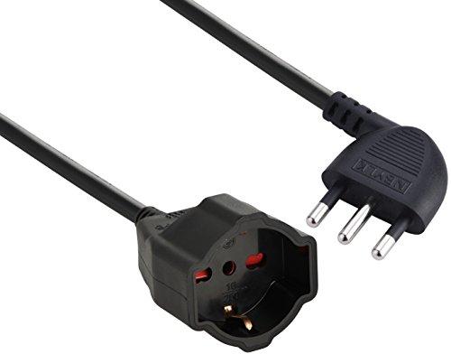 Electraline 46107 Prolunga 3 mt Spina 16A e Presa polivalente (schuko +10/16A), Nero-Sezione Cavo 3G1,5 mm