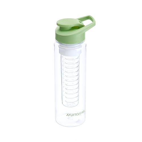 Muitomas, Borraccia con Infusore, Design Compatto con Tappo Ermetico, per Infusi di Frutta, Tè o Erbe, Capacità di 700 ml, Colore Verde Salvia