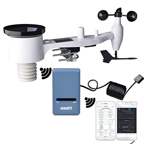 ECOWITT Stazione Meteo GW1101, sensore meteorologico Esterno 7 in 1 Alimentato a energia Solare, Gateway Wi-Fi GW1100 per Interni, Supporta Il Caricamento Sever App 868 MHz