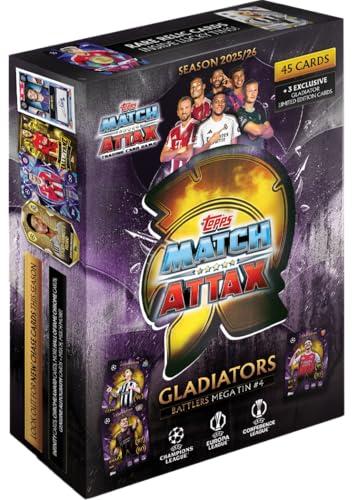 Topps UCC Match Attax 2025/26 - Mega Tin - Battlers - contiene 45 carte Match Attax più 3 carte esclusive Gladiators LE.